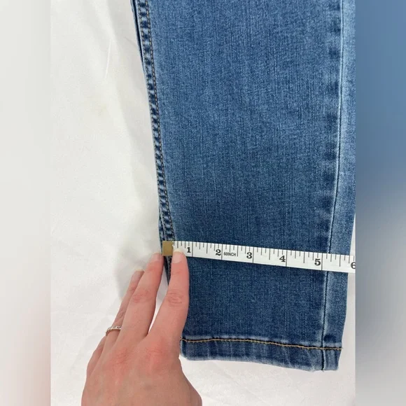 Free People Denim Jumpsuit Medium Zip Front Utility Coverall Blue Long Sleeve - Picture 16 of 16